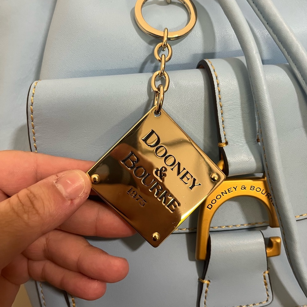 Dooney & Bourke Blue Leather Shoulder Bag with Gold Hardware - Picture 2 of 10